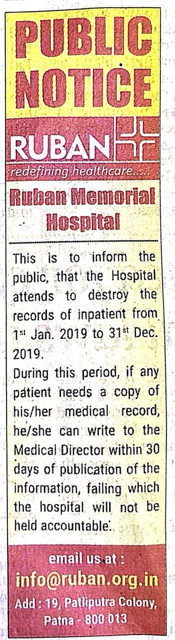 Public Notice regarding inpatient records